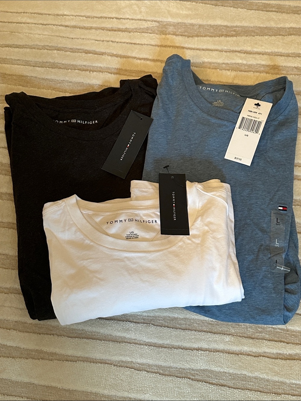 Tommy Hilfiger Men’s Short Sleeve Tee Pack - White, Dark Charcoal, Blue Heather
